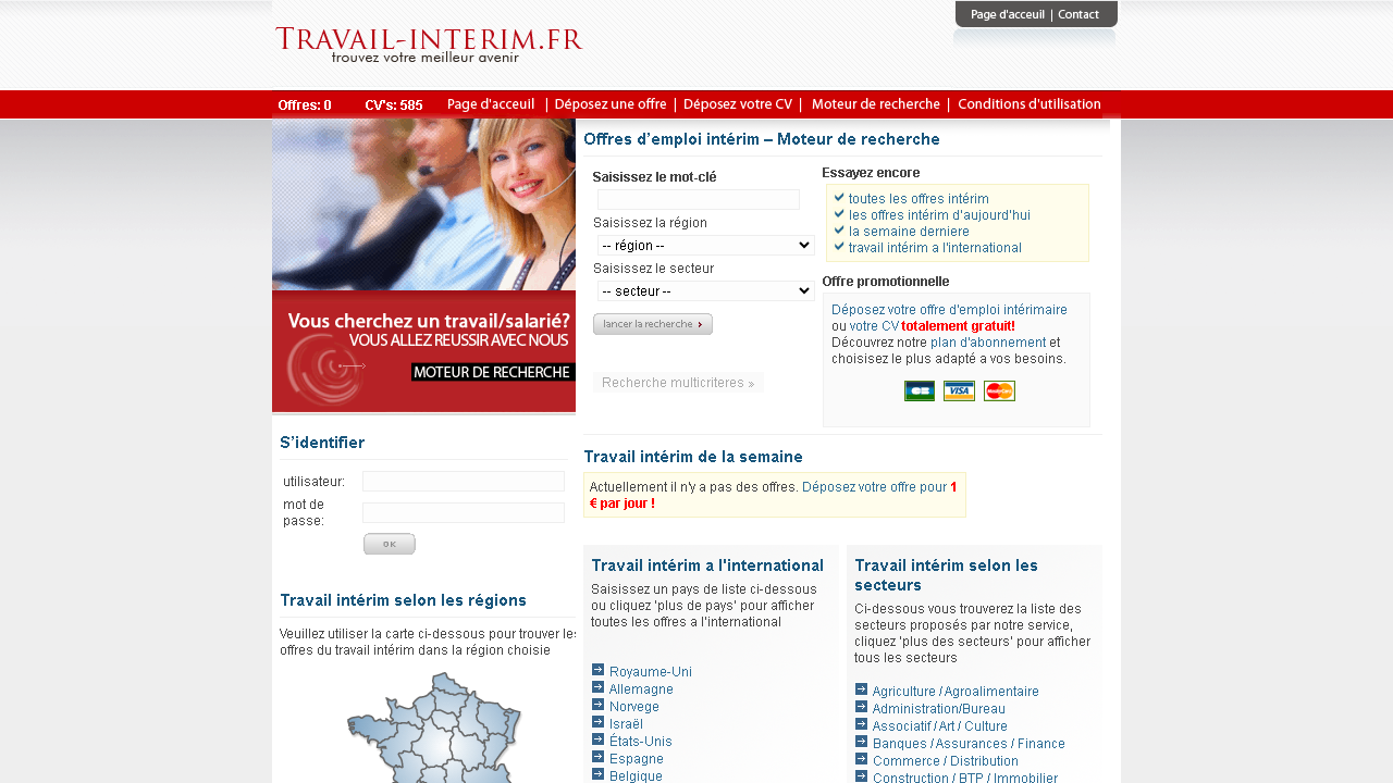 Capture d'écran de http://travail-interim.fr/ 